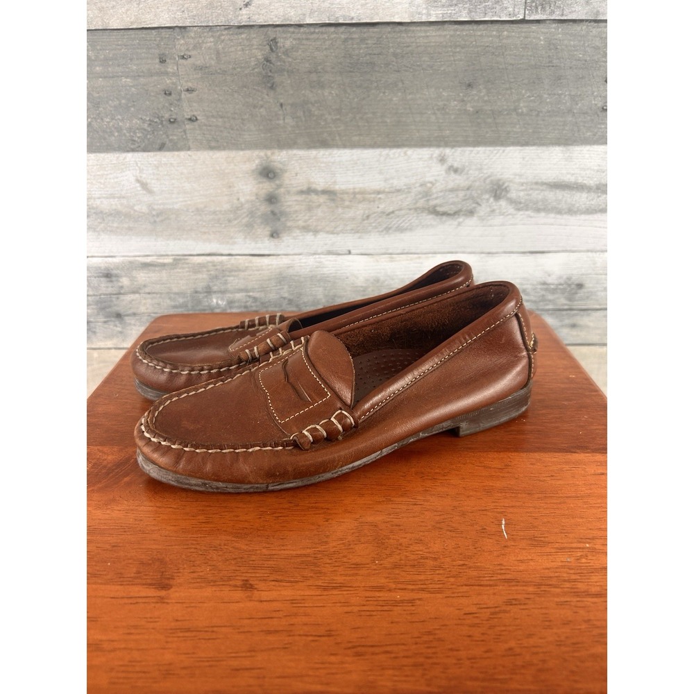 Dexter Women's Brown Leather Slip On Penny Loafers 6.5